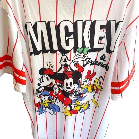Disney Mickey & Friends Baseball Jersey XL Red Striped Unisex T-Shirt - Picture 3 of 4